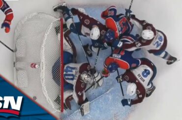 Scrum Between Oilers And Avalanche Ensues After Zach Hyman's Challenged Goal