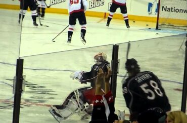 Columbus Blue Jackets Anton Forsberg and Ryan Johansen Pre-Game Skate