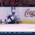 Scottie Upshall squirts Radko Gudas with water, Gudas slashes bench