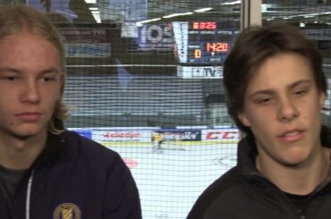 TVP14: Kaptenen Jesper Carlsson (GÖT) och målvakten Olle Eriksson Ek (VÄR) inför finalen