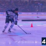 Winnipeg Jets compete in the Puck Control Relay Race