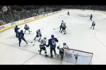 Troy Stecher beats Jonathan Quick top shelf through maze of players