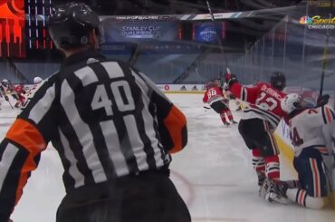 Alex DeBrincat's 5-Minute Major Penalty For Boarding Ethan Bear(Dual-Feed)