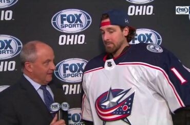 Keith Kinkaid 1st Intermission Interview vs. Devils (Mar. 5, 2019)