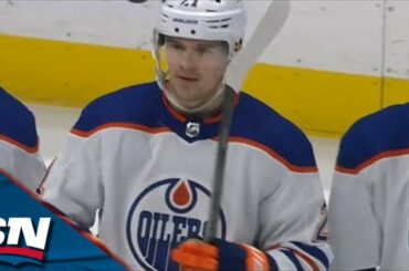 Oilers' Klim Kostin Intercepts Sloppy Ducks Pass Before Firing Puck Past John Gibson