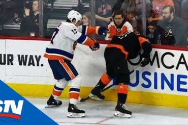 Matt Martin Delivers Brutal Hit To Sean Couturier That Goes Uncalled