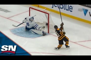 Maple Leafs' Matt Murray Stretches Out To Rob Brad Marchand Of Sure Goal With Glove Save