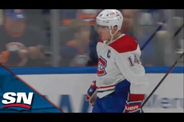 Canadiens' Nick Suzuki Charges To Net And Reaches Out For Sweet Goal vs. Islanders