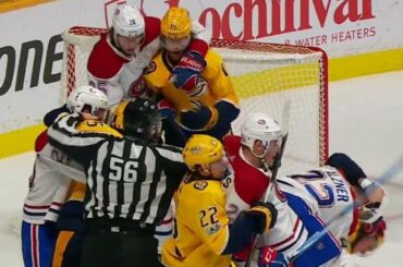 Predators and Canadiens have mini rumble after Rinne shoves Gallagher
