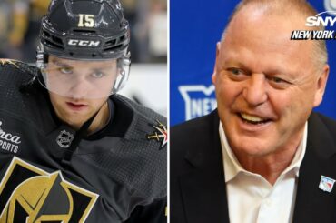 Gerard Gallant and newly acquired Jake Leschyshyn talk after Rangers practice | New York Post Sports