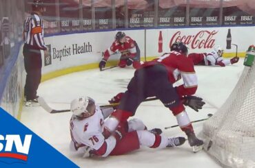 Panthers' Mason Marchment Blows Bottom Part Of Skate Against Hurricanes