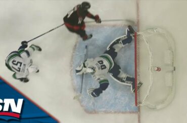 Canucks' Collin Delia Stretches Leg Out To Make Game-Saving Stop In Final Seconds Of OT