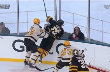 Teddy Blueger boarding on Connor Clifton during Winter Classic   Have Your Say!