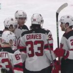 Yegor Sharangovich assists on Graves's goal vs Kings (14 jan 2023)