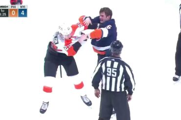 Oskar Lindblom and Oliver Wahlstrom Fight | Flyers vs Islanders 3-20-21