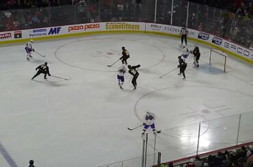 Laval Rocket's Kevin Poulin makes a big save vs. Cleveland Monsters' Josh Dunne 1/14/23