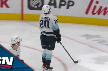 Oilers' Zach Hyman Gets Credited With Goal After Kraken's Eeli Tolvanen Pokes Puck Into Own Net