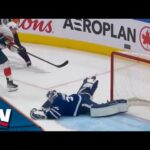 Maple Leafs' Ilya Samsonov Lifts Pad Last Second To Make Huge Save On Carter Verhaeghe