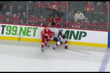 Nikita Zadorov throws a hit on Nate Bastian