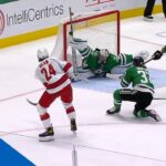 Anton Khudobin Stretches Out To Rob Jake Bean With Shaft Of Stick