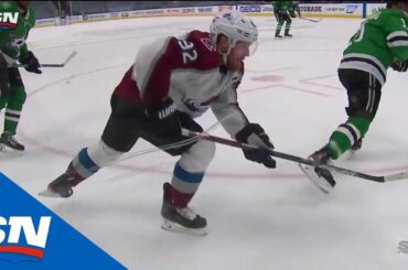 Gabriel Landeskog Heads For The Locker Room After Getting Clipped By A Skate