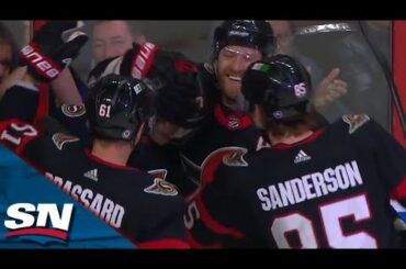 Senators' Ridly Greig Records First NHL Point On Claude Giroux's Diving Slapper