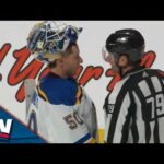 Blues' Jordan Binnington Almost Causes Goalie Fight After Scrum Ensues vs. Avalanche