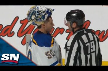 Blues' Jordan Binnington Almost Causes Goalie Fight After Scrum Ensues vs. Avalanche