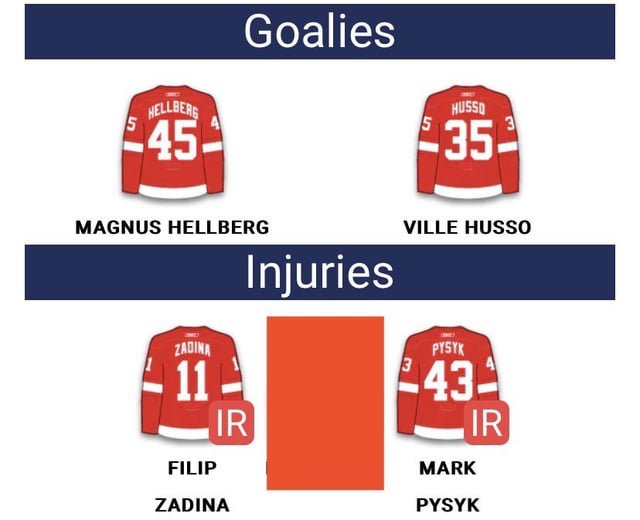 Detroit Red Wings New York Islanders 27 Jan 2023 Projected Lineups