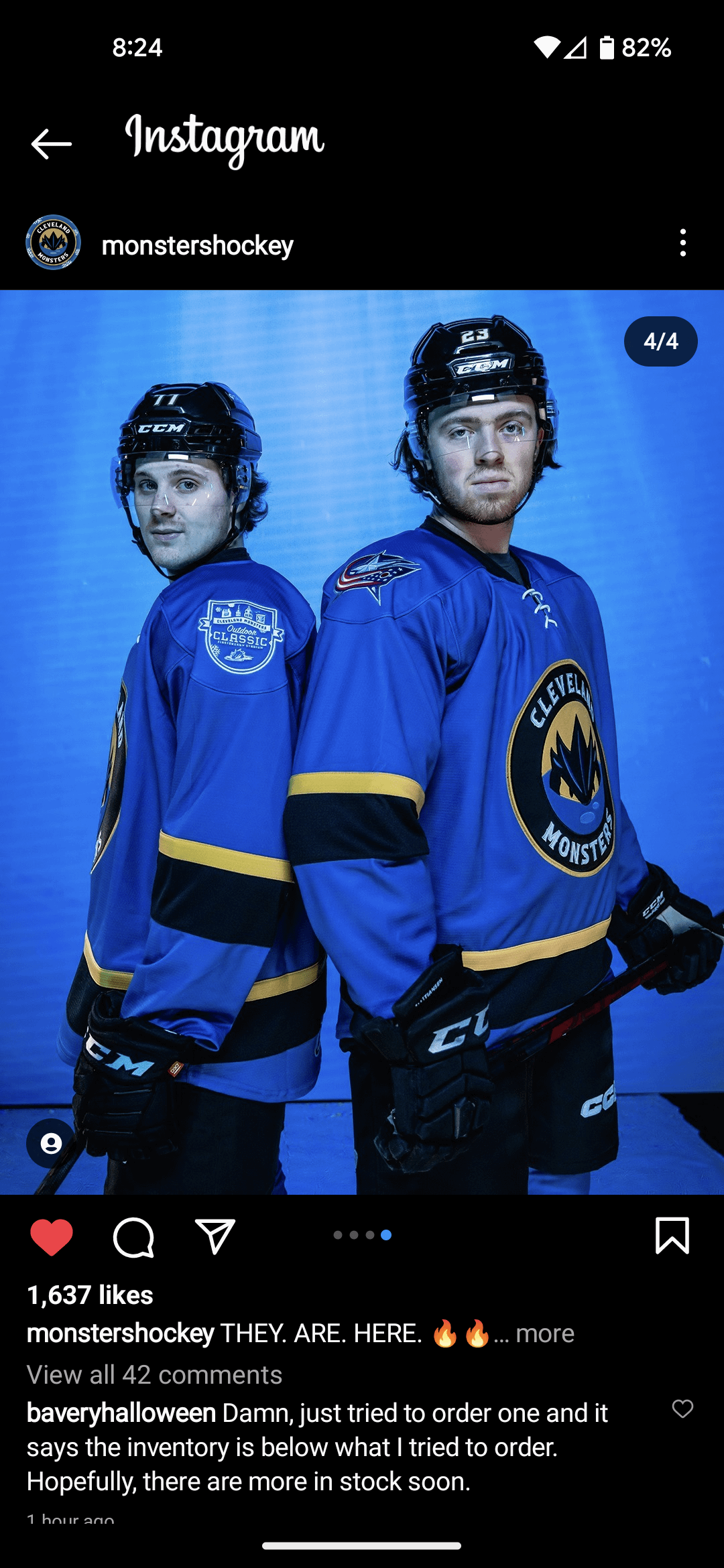 The Monsters jersey for their outdoor game at First Energy Stadium