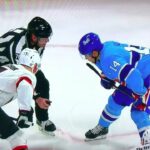 Justin Barron cross check on Alex DeBrincat