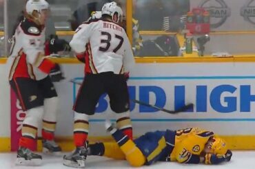Ritchie gets game misconduct for brutal boarding on Arvidsson