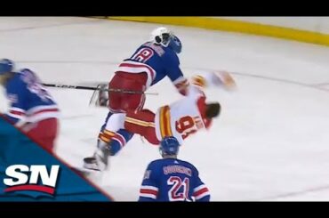 Rangers' Jacob Trouba Lays Out Flames' Nazem Kadri With Massive Hit