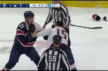 Hathaway drops the gloves with Bayreuther after laying a big hit