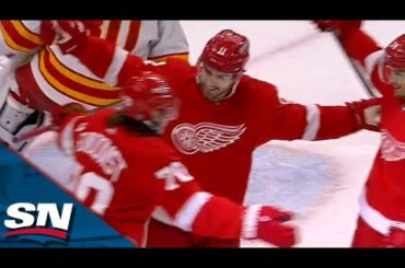 Red Wings' Filip Zadina Scores Off Perfect Passing Play With Oskar Sundqvist