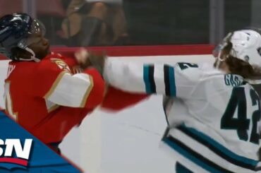 Panthers' Givani Smith And Sharks' Jonah Gadjovich Exchange Blows In Haymaker-Heavy Fight