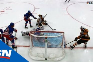 Henrik Lundqvist Reaches Back To Deny Chris Wagner With Stick Blade