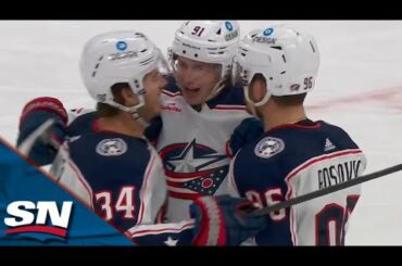 Kent Johnson's Redirection Goal Stands After Review To Give Blue Jackets Late Lead