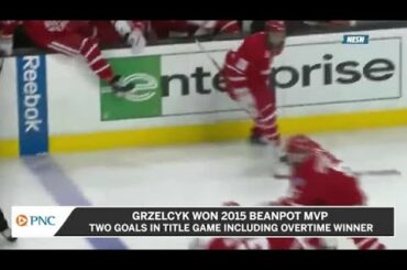 Bruins Players Tease Matt Grzelcyk About Beanpot Hall Of Fame