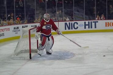 Laval Rocket goalie Charlie Lindgren warms up to Highway to Hell by AC/DC 2/23/19