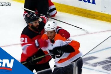 Jack Hughes Takes Big Hit, Kyle Palmieri Drops Gloves With Matt Niskanen