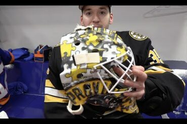 Bruins Prospect Brandon Bussi Explains Why He Dedicates His Goalie Mask Design To Autism Awareness