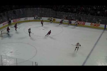 Laval Rocket's Cayden Primeau makes a great save vs. Utica Comets' Tyce Thompson 2/11/23