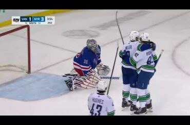 Vasily Podkolzin scores vs Rangers, his first goal of the season (8 feb 2023)