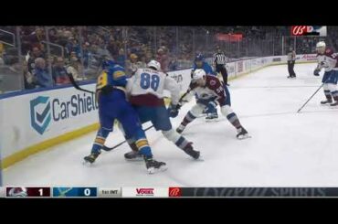 Pavel Buchnevich gets another injury and leaves the game vs Avalanche early (18 feb 2023)