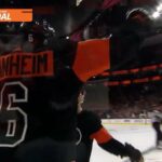Travis Sanheim with the winning goal in overtime