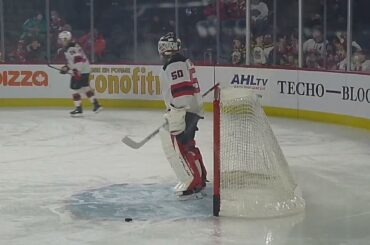 Utica Comets goalie Nico Daws warms up 2/11/23