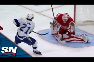 Lightning's Brayden Point Flies Past Jake Walman And Goes Top Shelf To Open Scoring vs. Red Wings