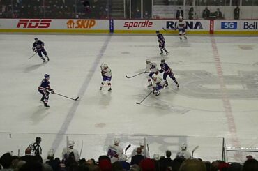 Aaron Dell of Rochester Americans makes a nice glove save vs. Laval Rocket's Xavier Ouellet 10/29