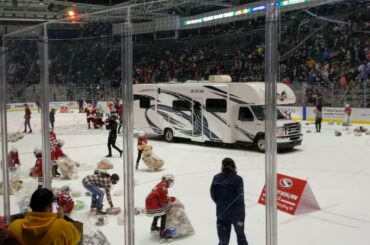 Teddy bear toss at Abbotsford Canucks game 2021